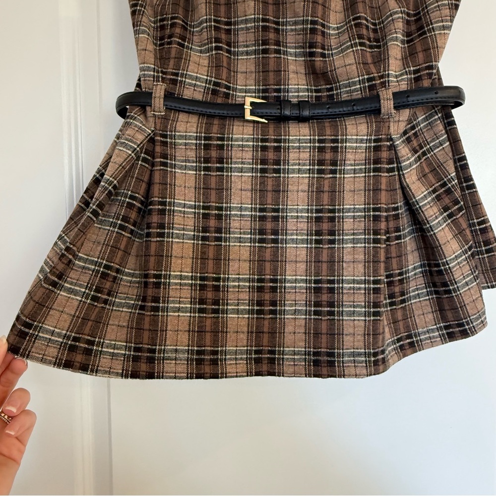 Maeve Belted Strapless Tube Top-Plaid - Picture 7 of 11